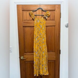 Floral Off the Shoulder Yellow Maxi Dress